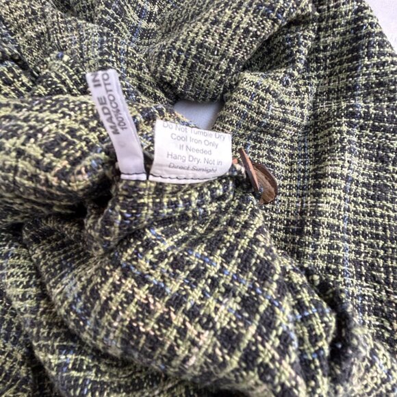 Yasuko Kurisaka Womens Plaid Button-Front Jacket Black Green Pockets Lightweight - Picture 5 of 9